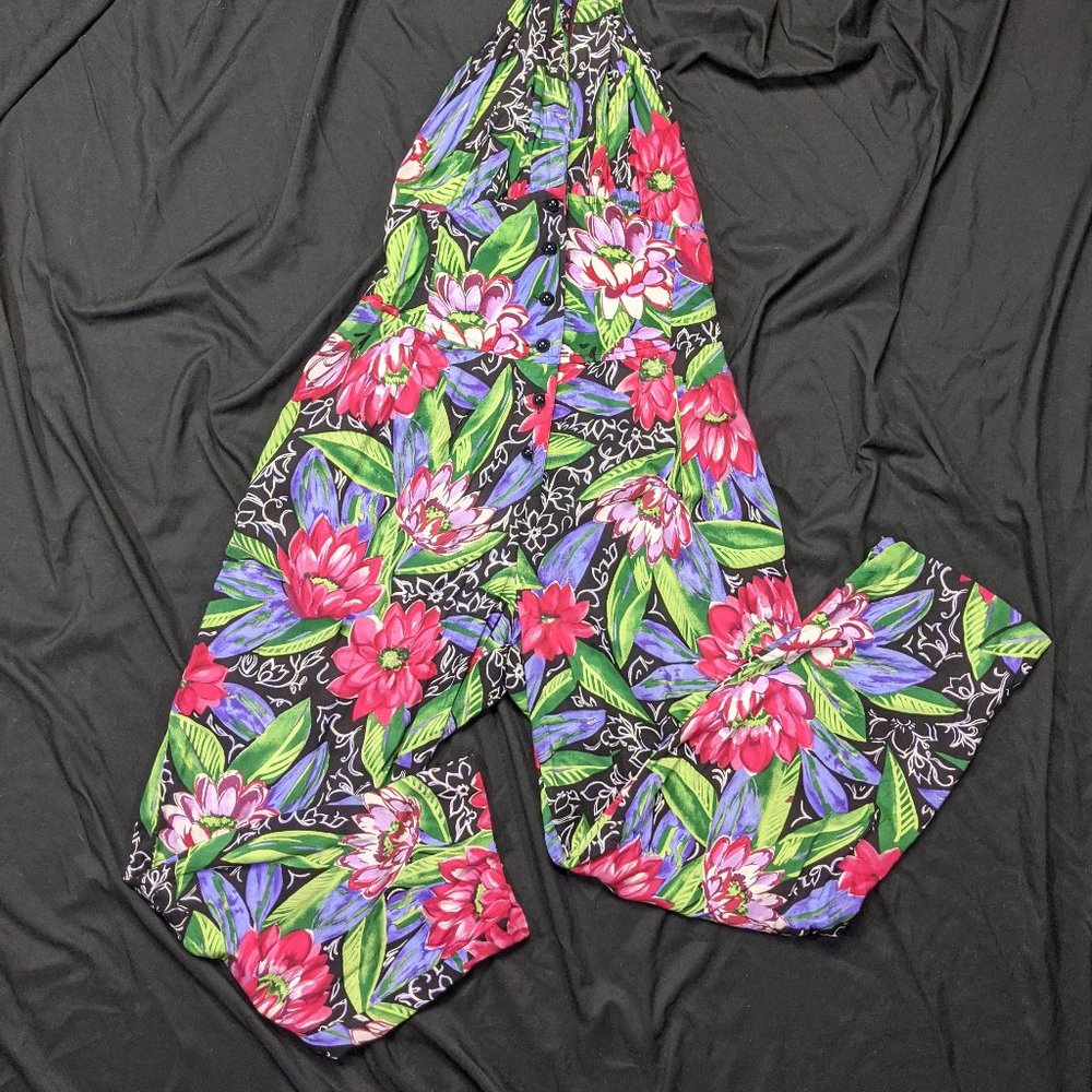 Vintage Small Pink Black Halter Jumpsuit